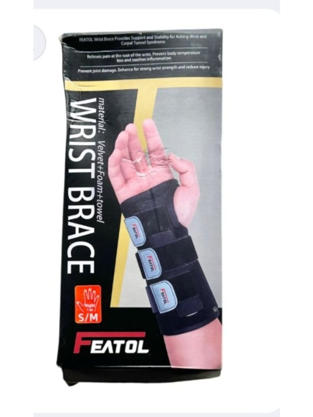 FEATOL Wrist Brace For Carpal Tunnel Adjustable Night Support M/L